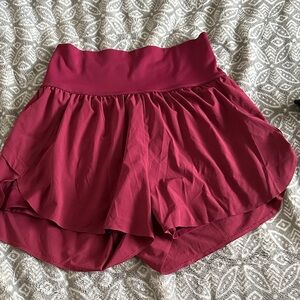 Magenta Athletic short with Flowing Overlay